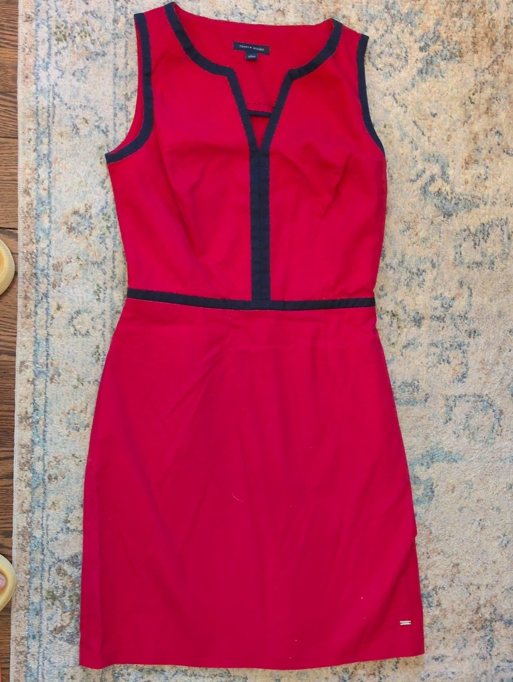 2/$14 Tommy Hilfiger Red Dress with Navy Trim
